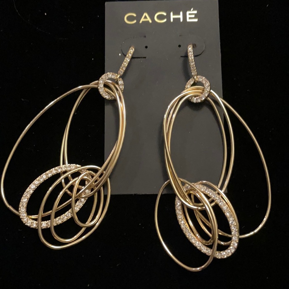 Gorgeous Bling and Gold Multiple Hoop Earrings